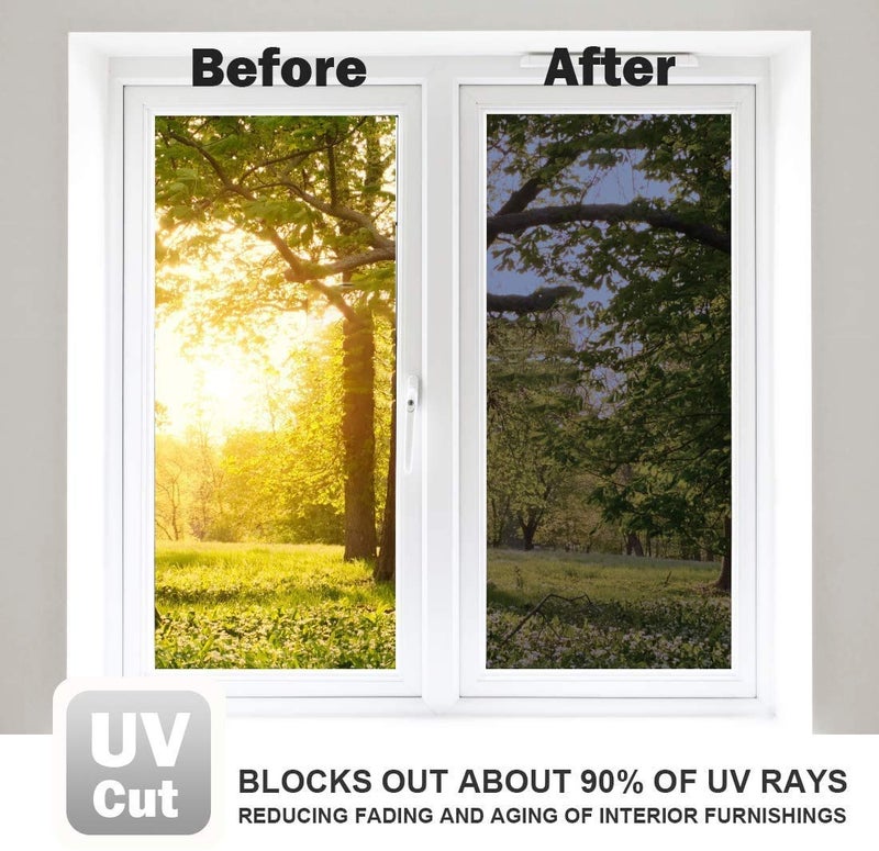 WPCTEV One Way Mirror Window Film Daytime Privacy Heat Control Film Solar Film Non-Adhesive Window Tint for Home and Office Blue & Silver 6 Mil 17.5 Inch x 6.5 Feet - Image 5